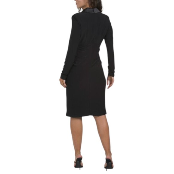 ADRIANNA PAPELL Jersey And Satin Tuxedo Sheath Dress - Picture 2 of 2